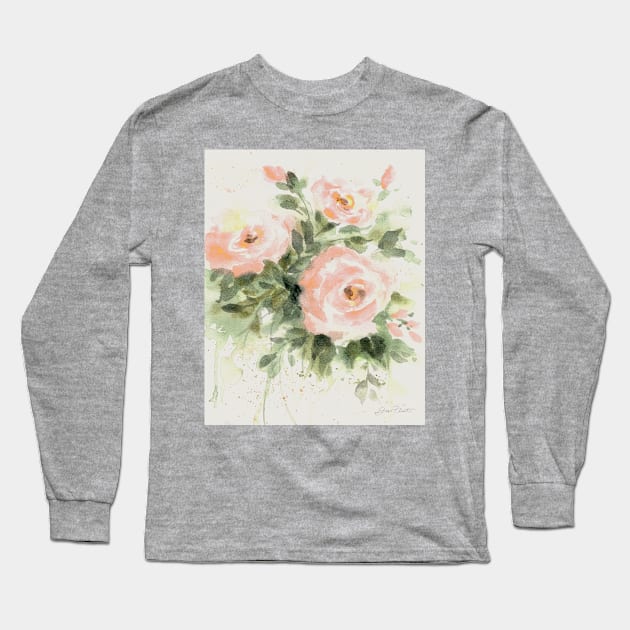 Washy Peach Roses A Long Sleeve T-Shirt by Jean Plout Designs